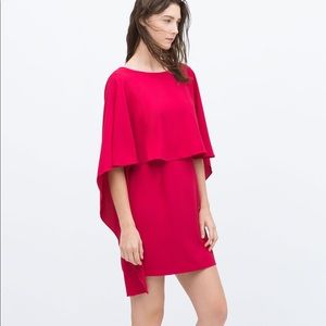 ZARA Magenta/Red cape dress
